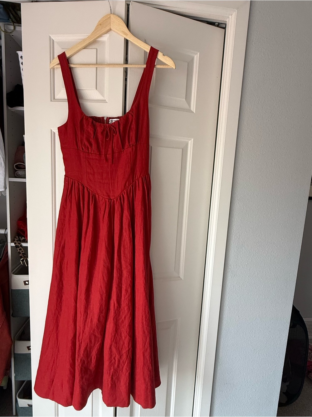 Balia Linen Dress Reformation in Sundried Tomato - Picture 6 of 11